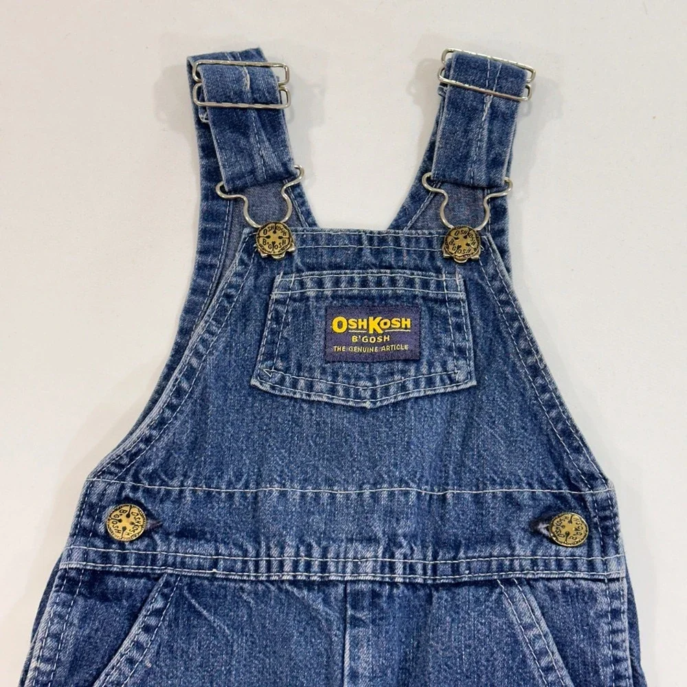 OshKosh‎ B'gosh Vestbak Denim Overalls Kids 18M Blue Snap Leg | Vintage